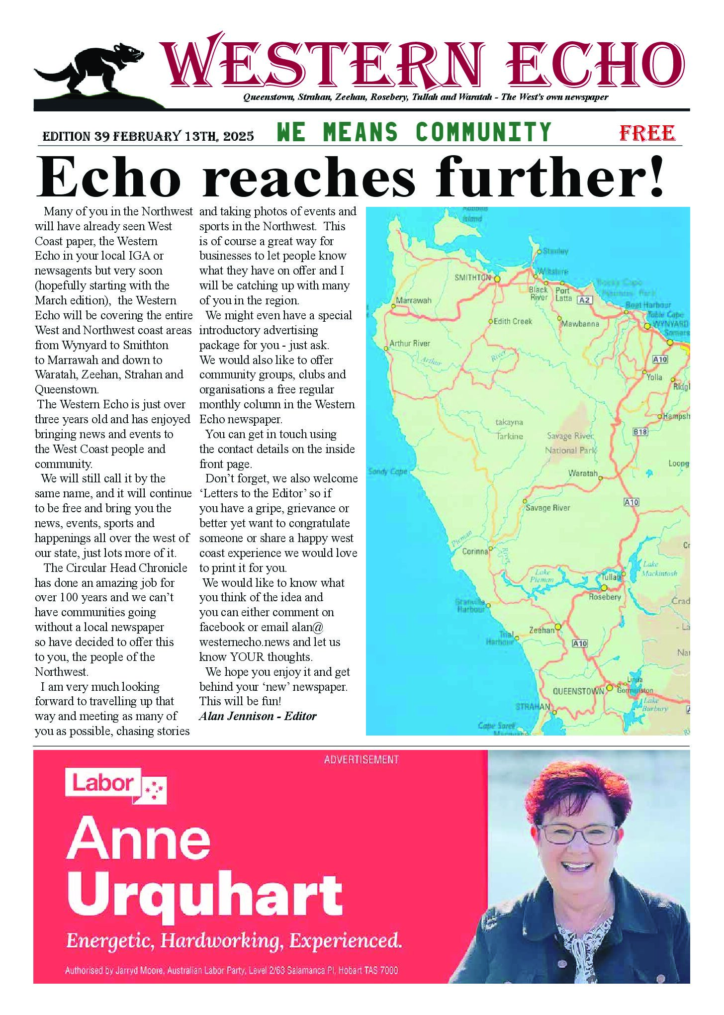 Front page of the Western Echo, Edition 39 — February 2025