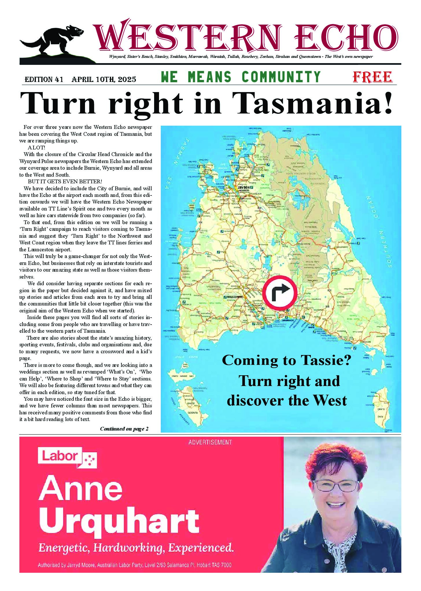Front page of the Western Echo, Edition 41 — April 2025