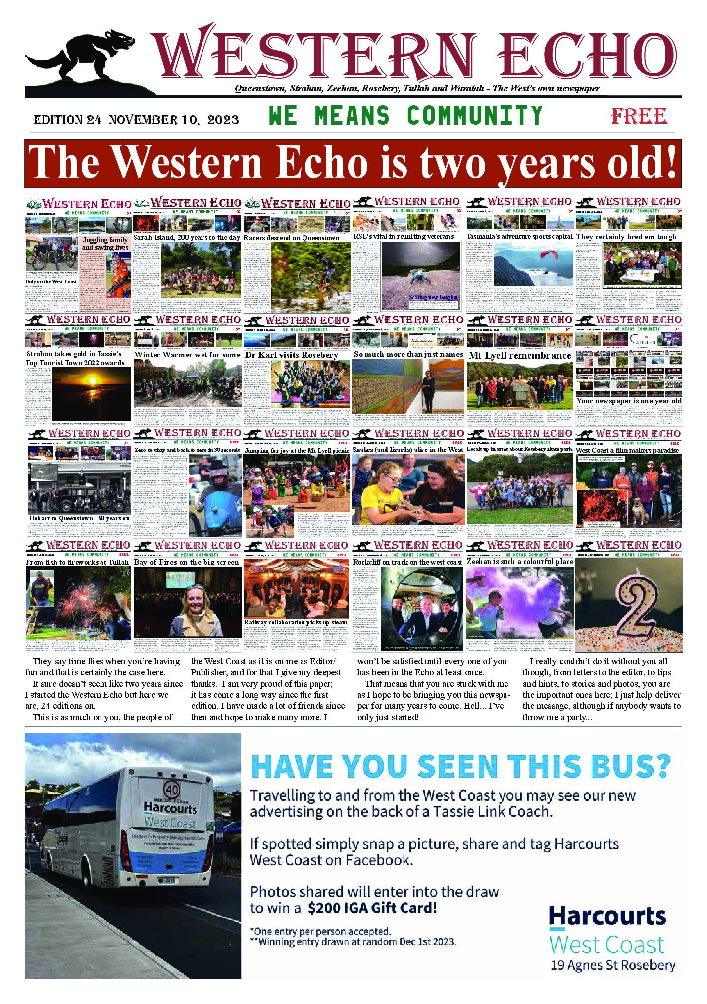 Front page of the Western Echo, Edition 24 — November 2023
