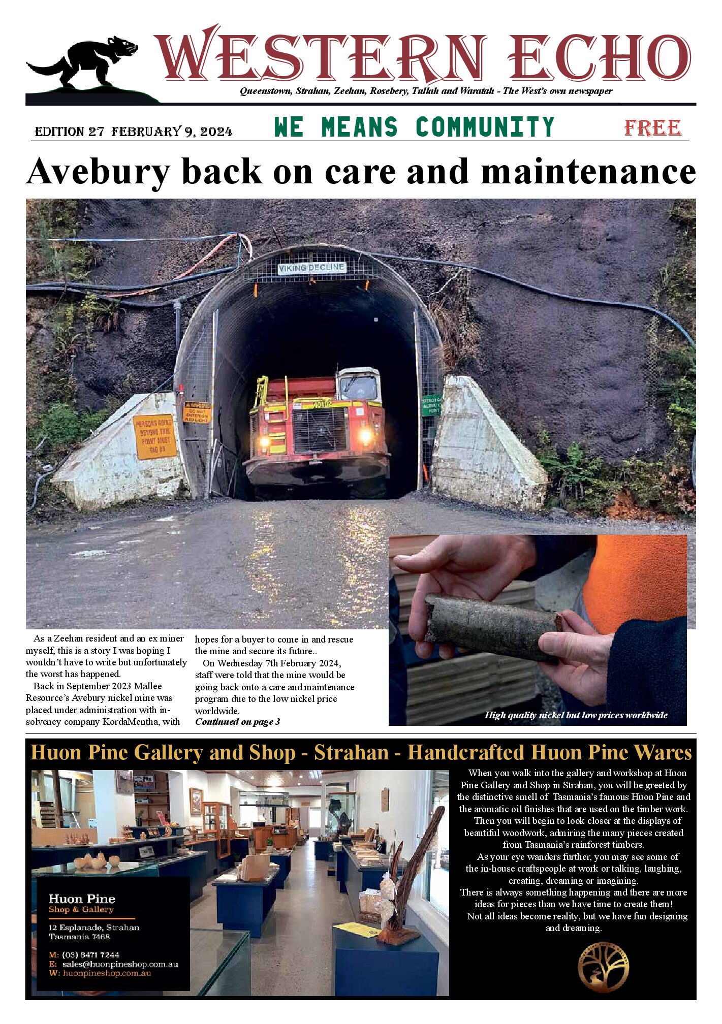 Front page of the Western Echo, Edition 27 — February 2024