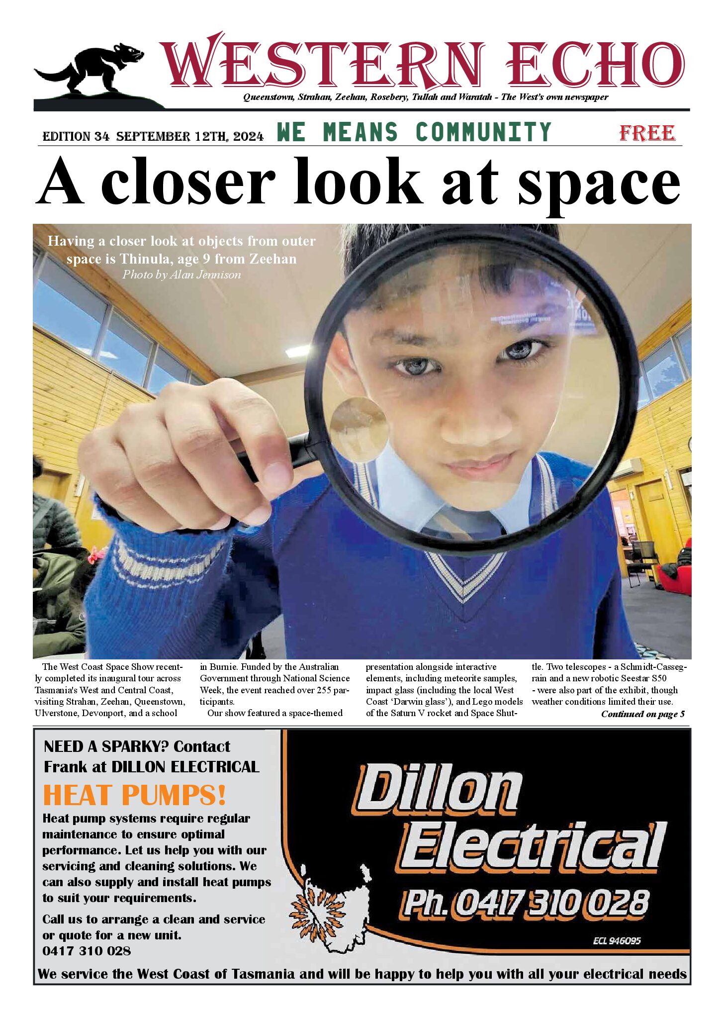 Front page of the Western Echo, Edition 34 — September 2024